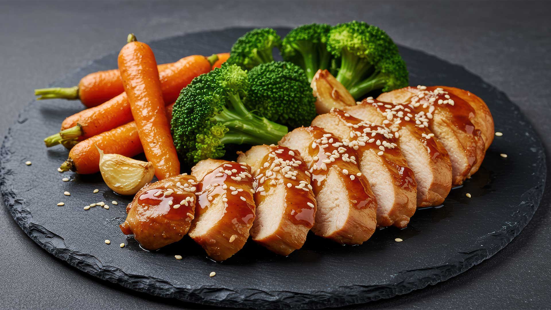 مرغ و کلم بروکلی با کنجد