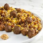 قنبر پلو شیرازی با گوشت قلقلی